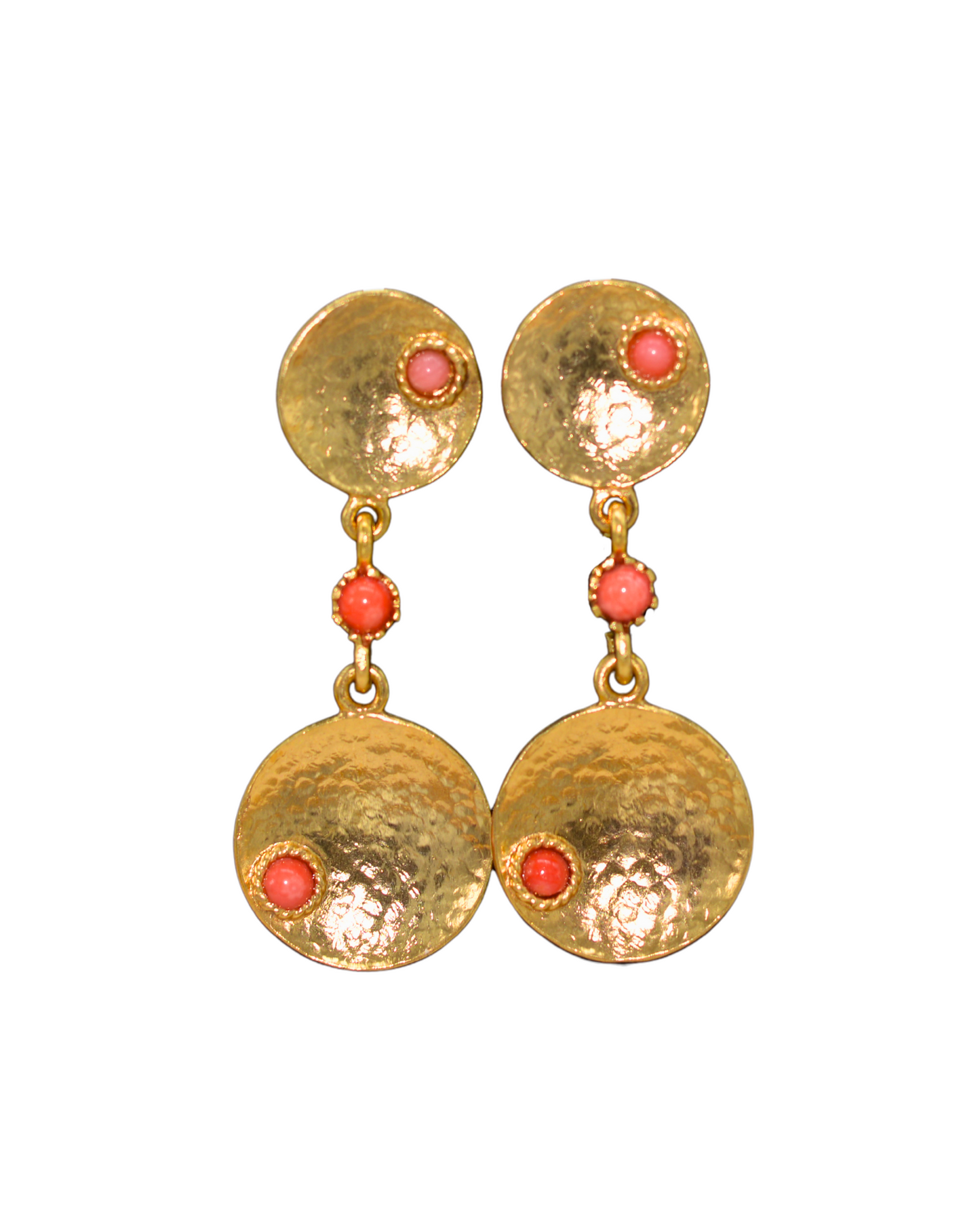 CORAL COIN EARRINGS 